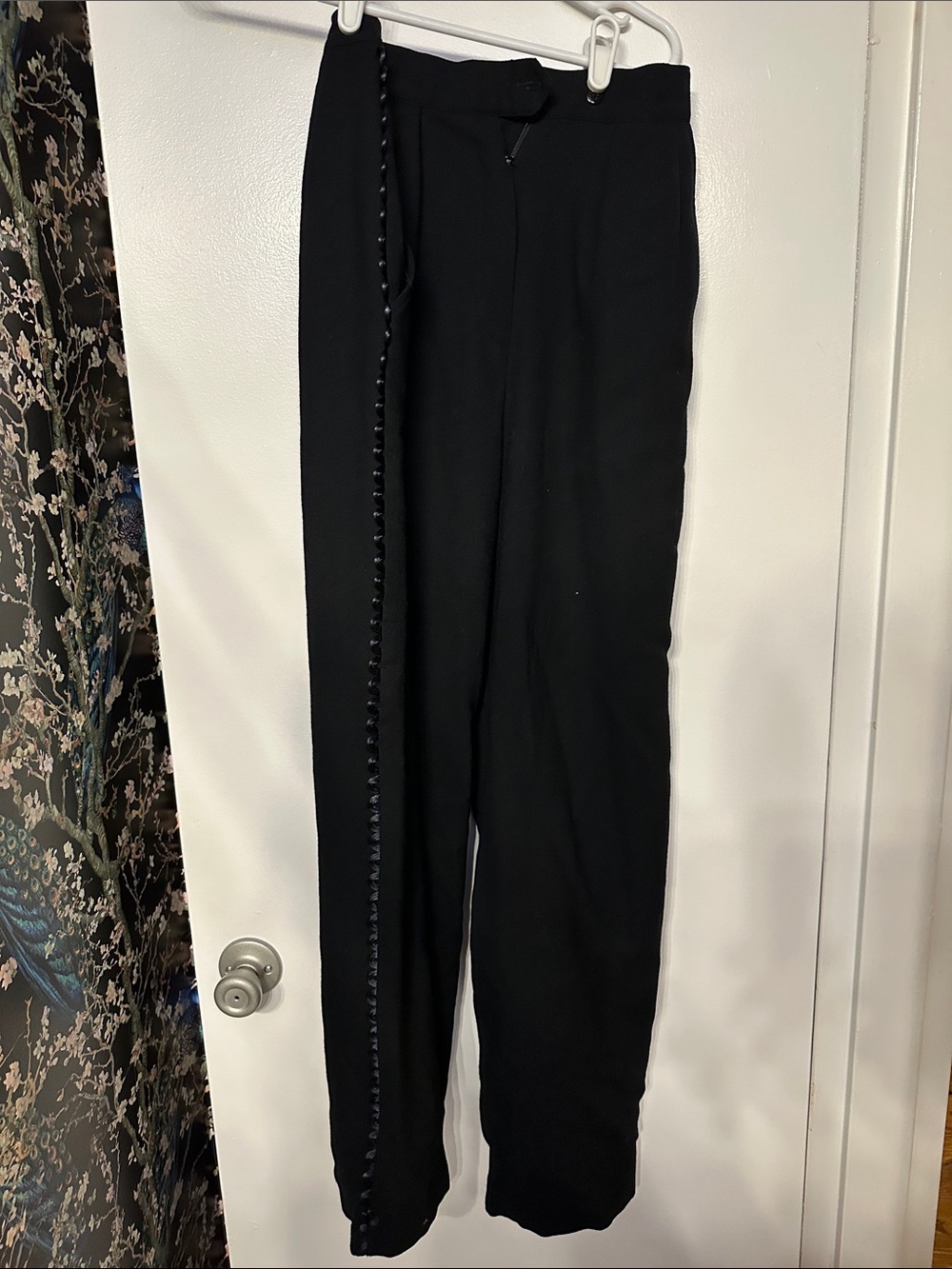 Black Woman’s Dress Pants with Side Button Trim